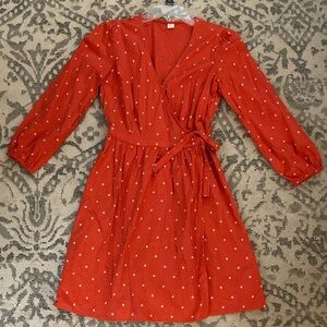 Old Navy Red-Orange Flower Wrap Dress